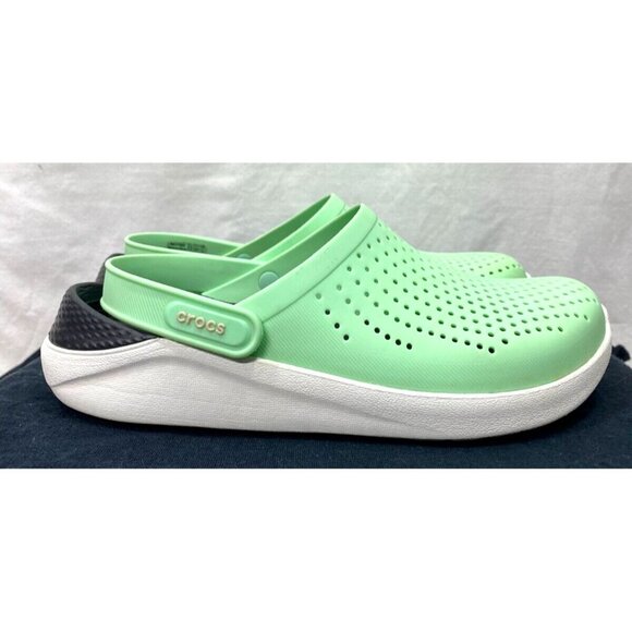 CROCS Lite Ride Clog Shoes Green/White Memory Foam Insole Breathable W8, M6 EUC - Picture 4 of 9